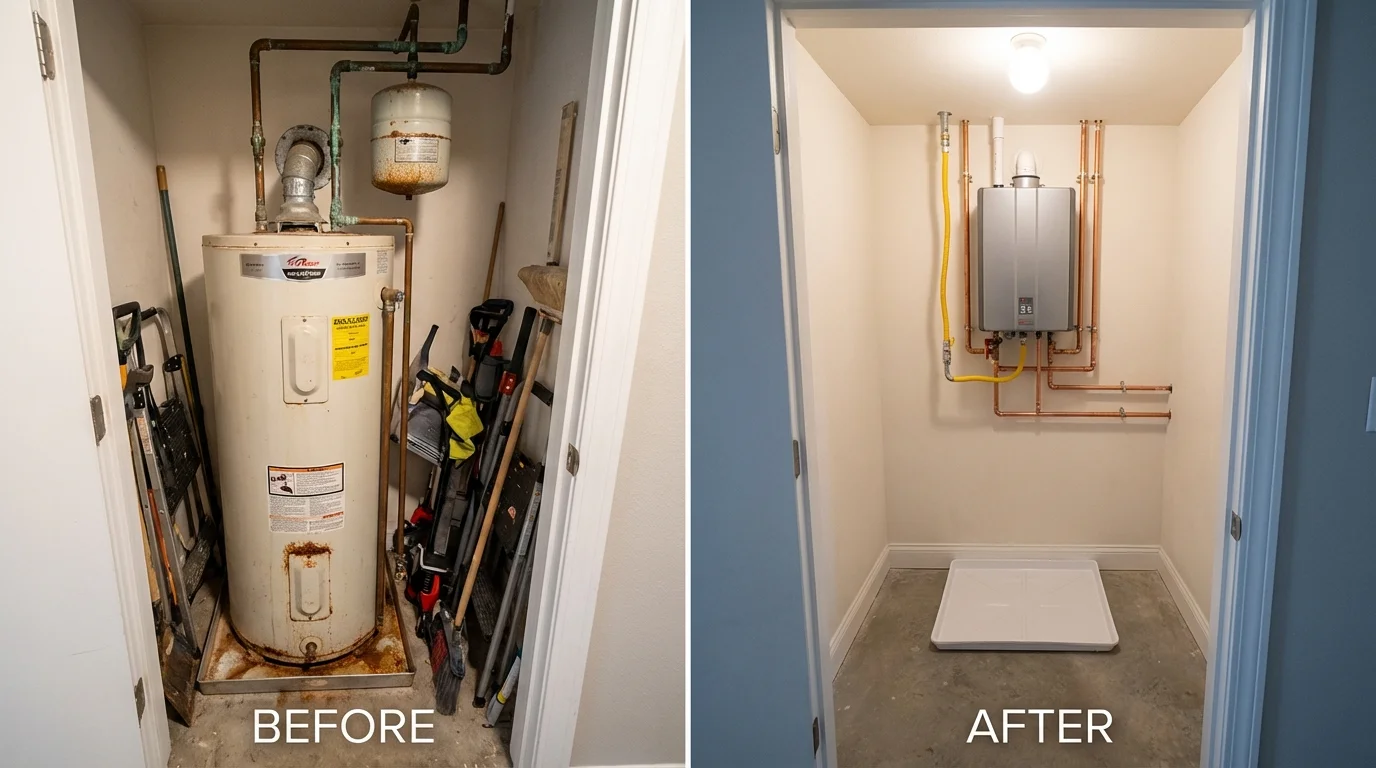 Tank water heater versus wall-mounted tankless unit comparison for Dublin, GA homeowners