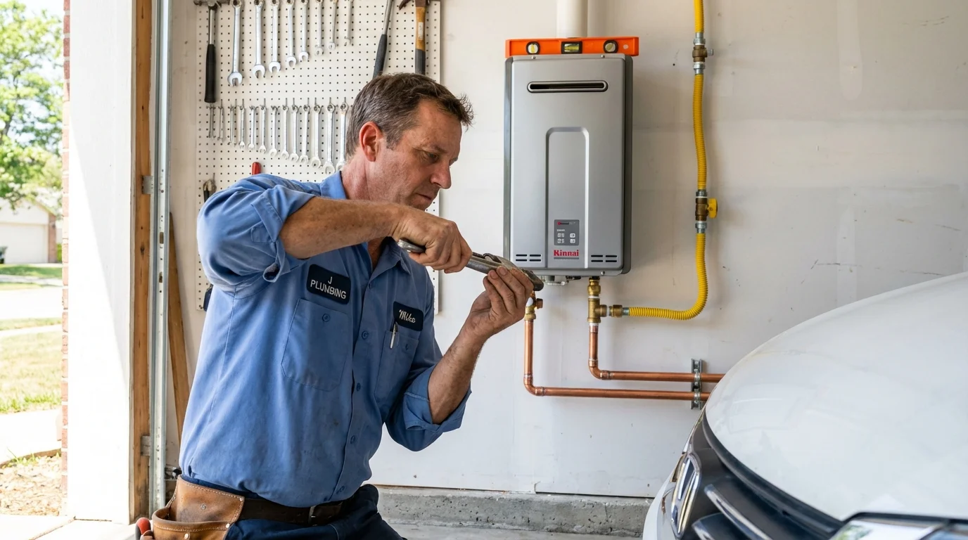Tankless water heater installation by a Johns Plumbing LLC plumber in Dublin